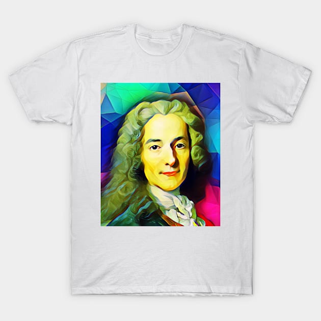 Voltaire Colourful Portrait | Voltaire Artwork 7 T-Shirt by JustLit